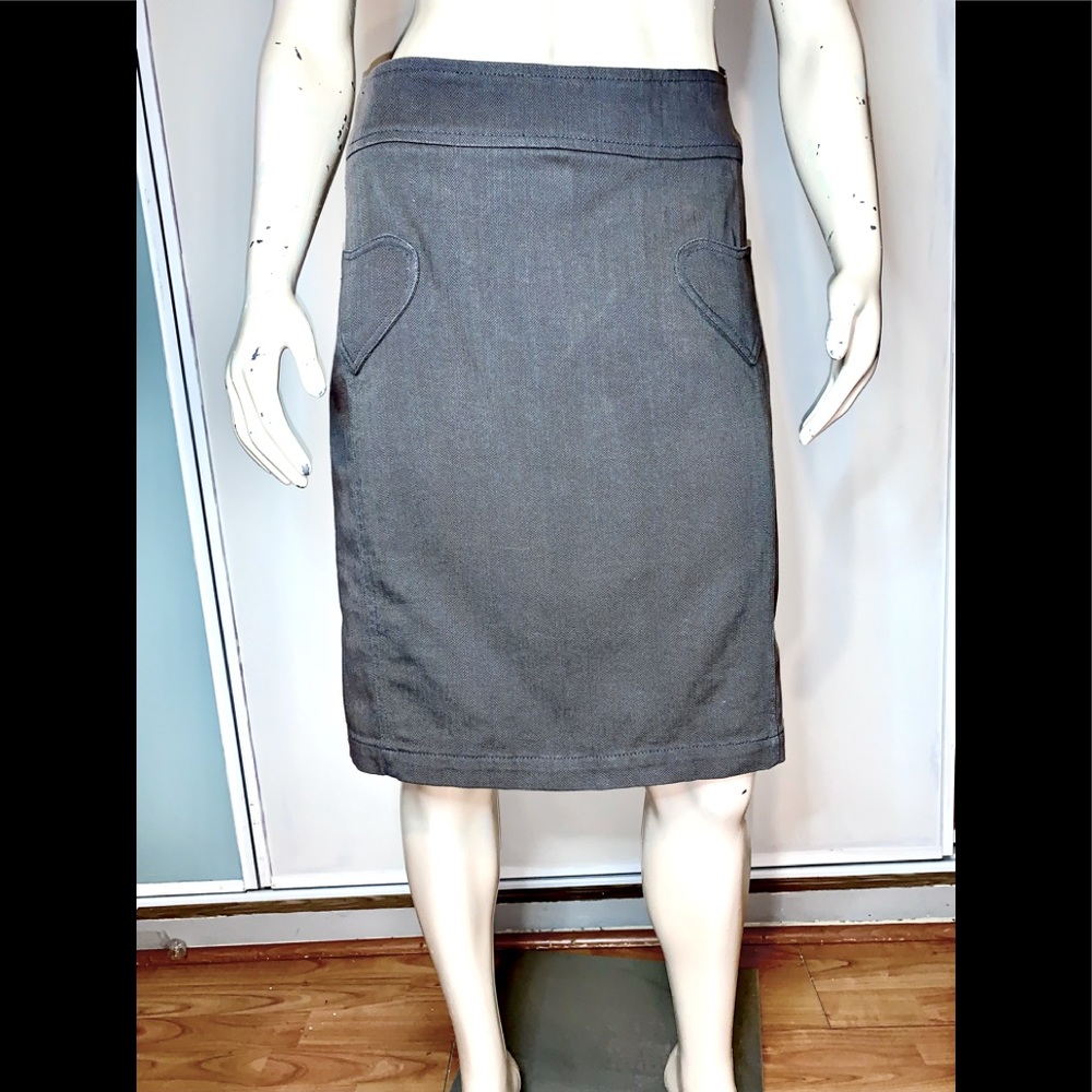 E.C. ⭐️ STAR• Heart Pocket Gray Denim Skirt/ (L)